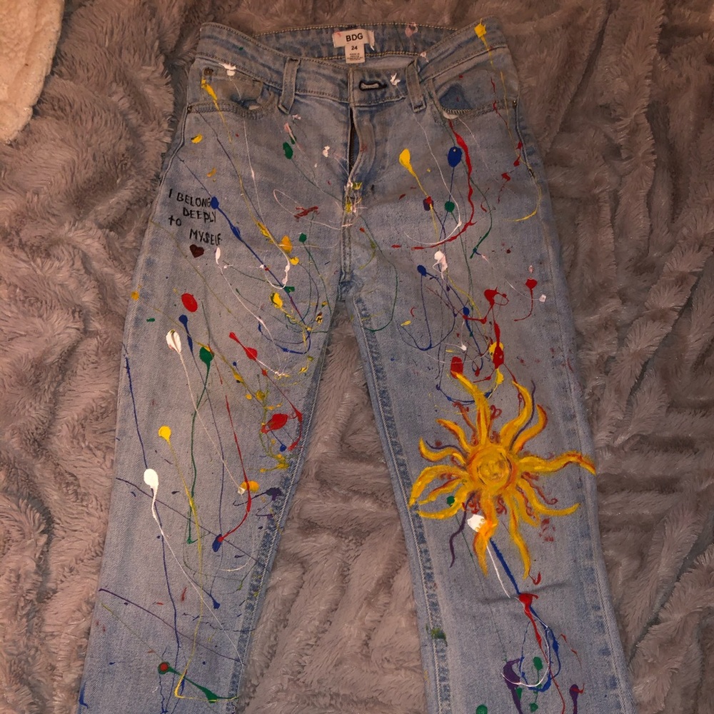 Rare Hand painted High waisted jeans